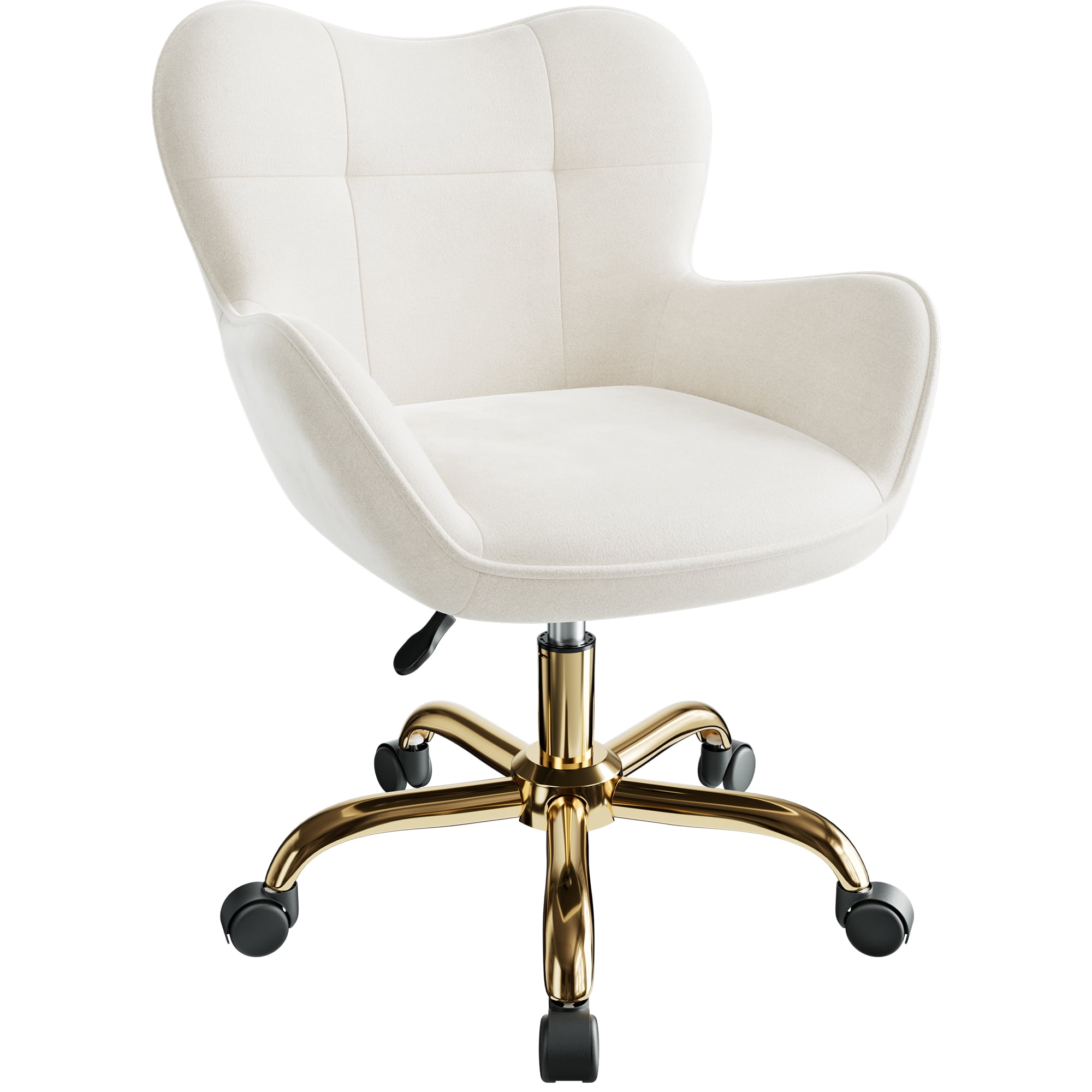 Primy Vanity Chair with Wheels, Home Office Chair Cute Makeup Desk Chairs Adjustable Height for Bedroom, Modern Accent Chair with Back