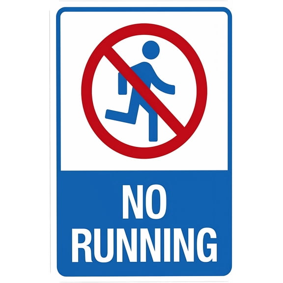 No Running with Graphic Warning Sign - 8"x12", Pool Security Metal Decor for Business, Home, Outdoor/Indoor