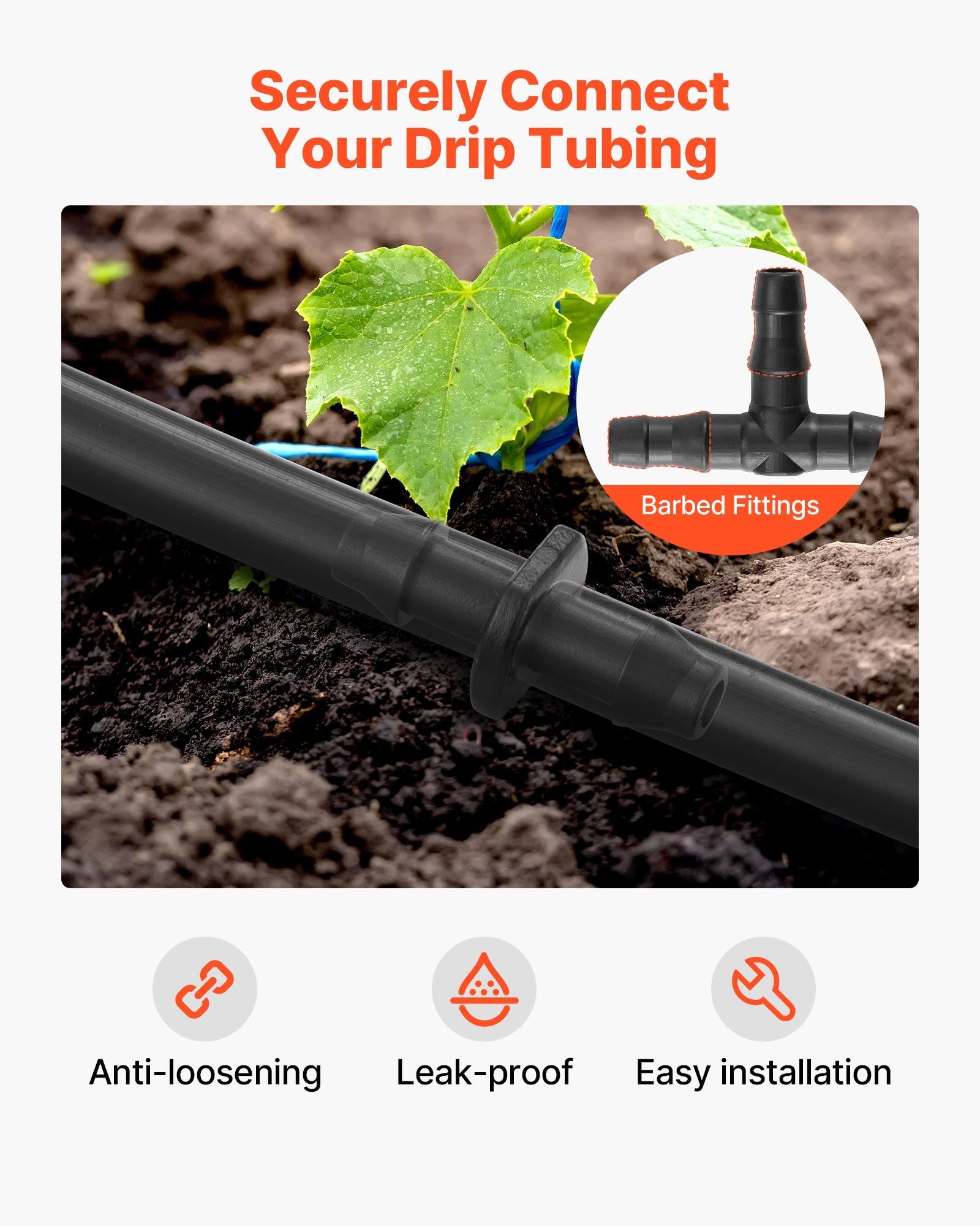 300Pcs Drip Irrigation Fitting Parts Kit for 1/4" Tubing for Yard Garden Lawn