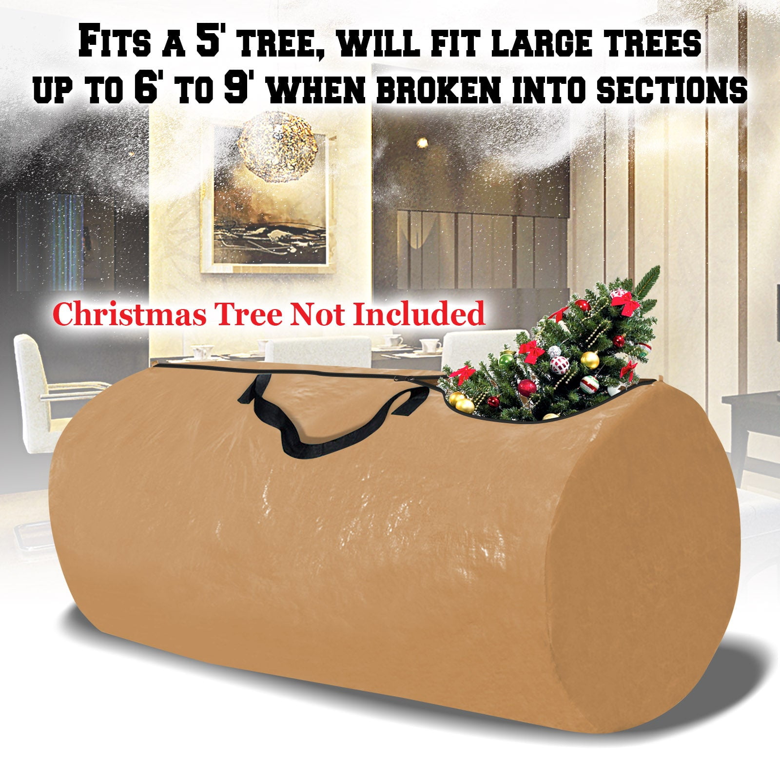 Christmas Tree Storage Bag for 9ft Tall Tree Container/Holder Heavy Duty Tree Bags Holiday Storage Bags, Umbrella Storage bag, Tan, 10 Pack