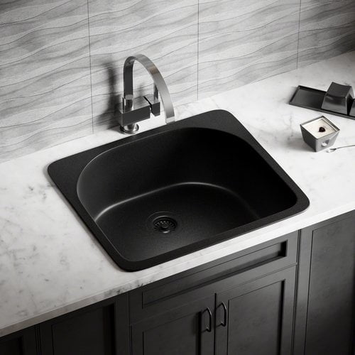 MR Direct Granite Composite 25'' L x 22'' W DropIn Kitchen Sink with
