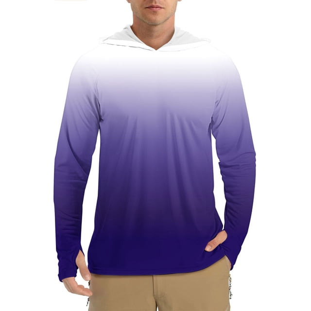 Handshe Chandails de Protection Solaire à Manches Longues avec Capuchon pour Hommes, Légers et Respirants, UPF 50+ Imprimés, Chandails de Protection Solaire pour Hommes, Randonnée en Plein Air Camping Maillot Dermoprotecteur, Grande Taille