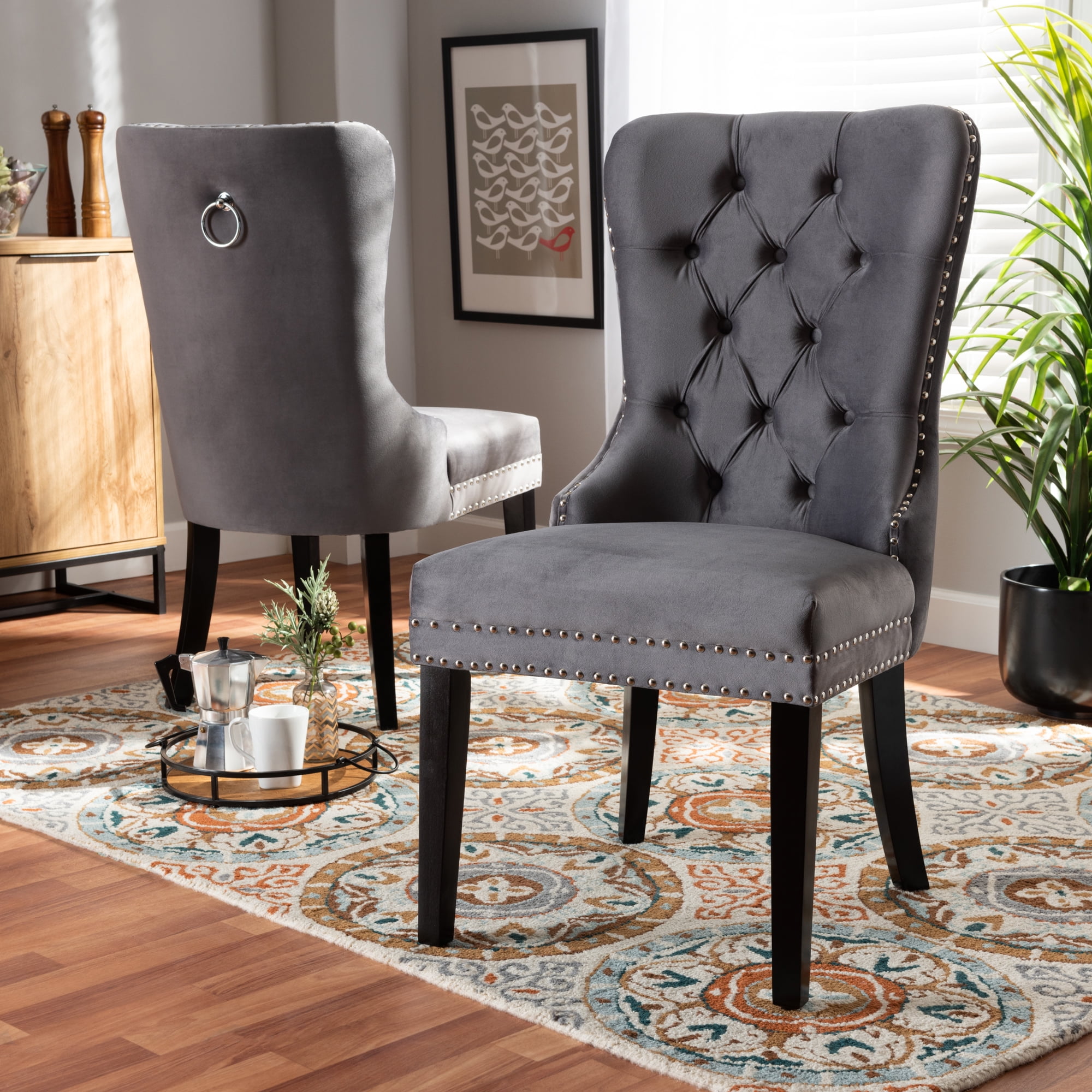 Baxton Studio Remy Modern Transitional Grey Velvet Fabric Upholstered