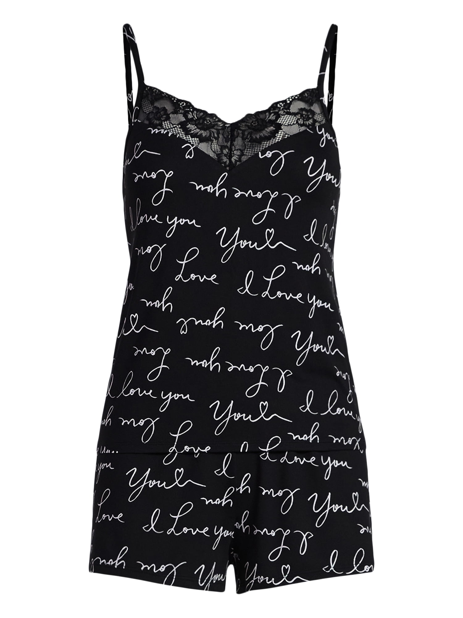 Joyspun Women’s Dreamy Soft Collection Lace Trim Knit Cami and Shorts Set, Sizes XS-3X