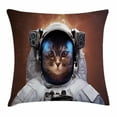 thumbnail image 1 of Space Cat Throw Pillow Cushion Cover, Cat in Space Astronaut Cosmonaut Suit with Milkyway Backdrop Image, Decorative Square Accent Pillow Case, 16 X 16 Inches, White and Light Caramel, by Ambesonne, 1 of 2