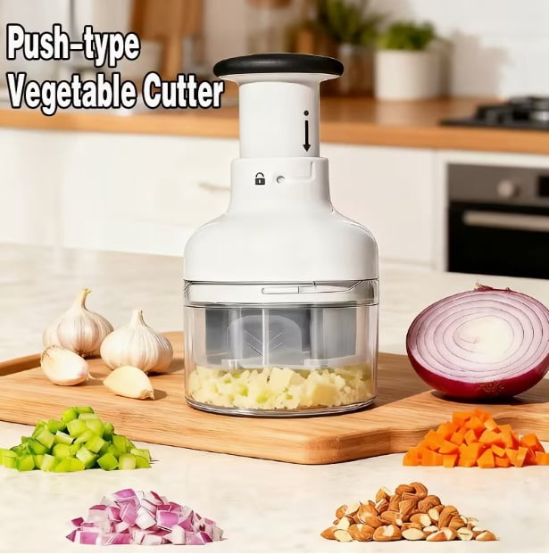 5-in-1 Manual Garlic Press and Food Chopper - Perfect for Onions, Garlic, Nuts, and Vegetables
