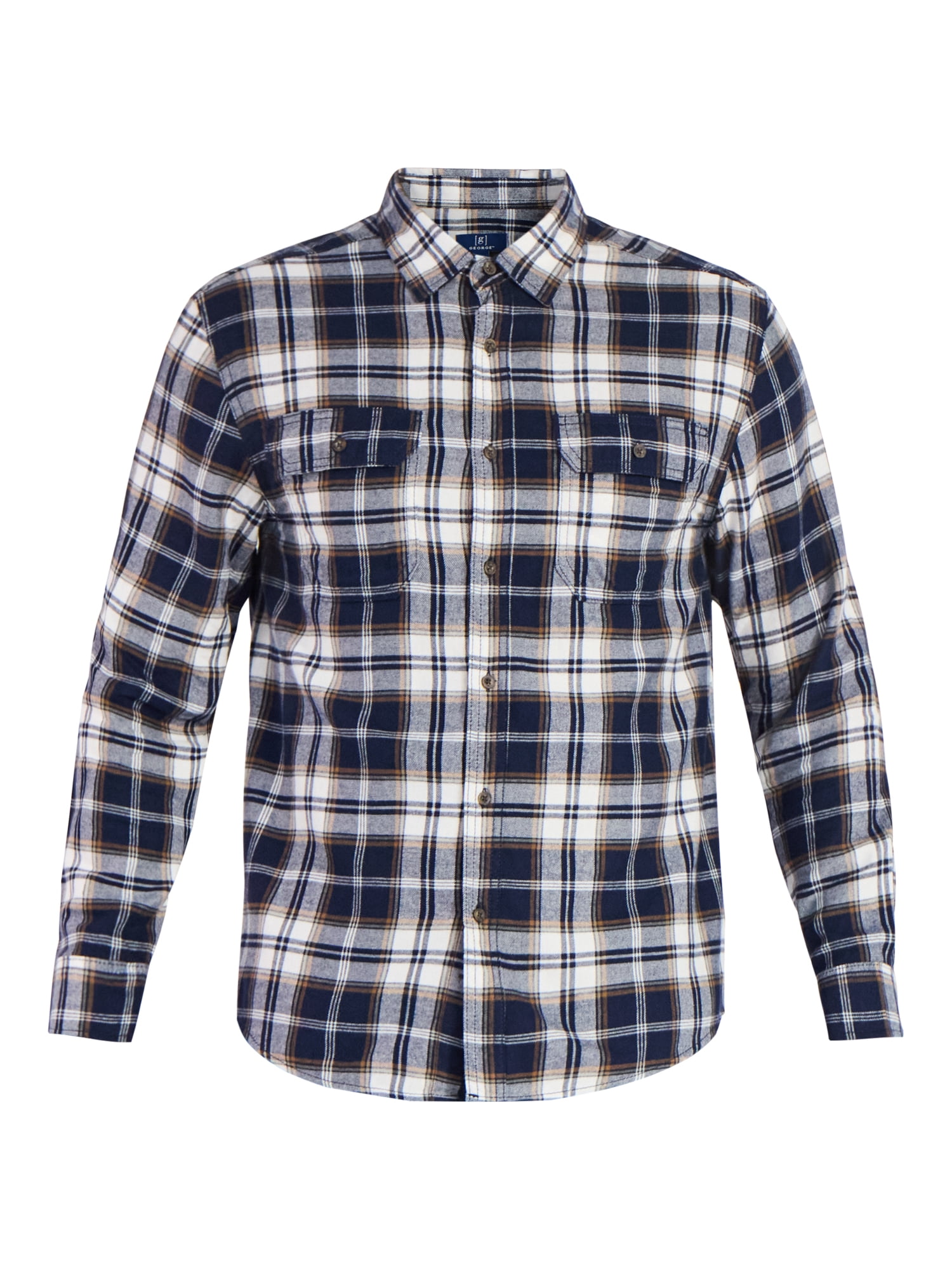 George Men's & Big Men's Relaxed Fit Double Pocket Flannel Shirt, Sizes XS-3XLT