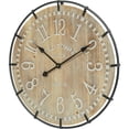 thumbnail image 2 of EMAX HOME 24" Round Wall Clock with Arabic Numbers – Silent Quartz, Wood & Iron Frame, 2 of 17