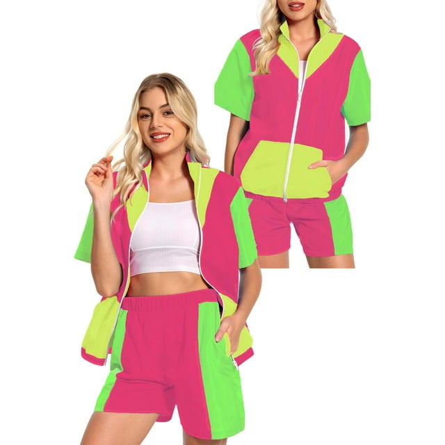 Conjunto de ropa deportiva MASSWO, chándal de los 80, morado para mujer