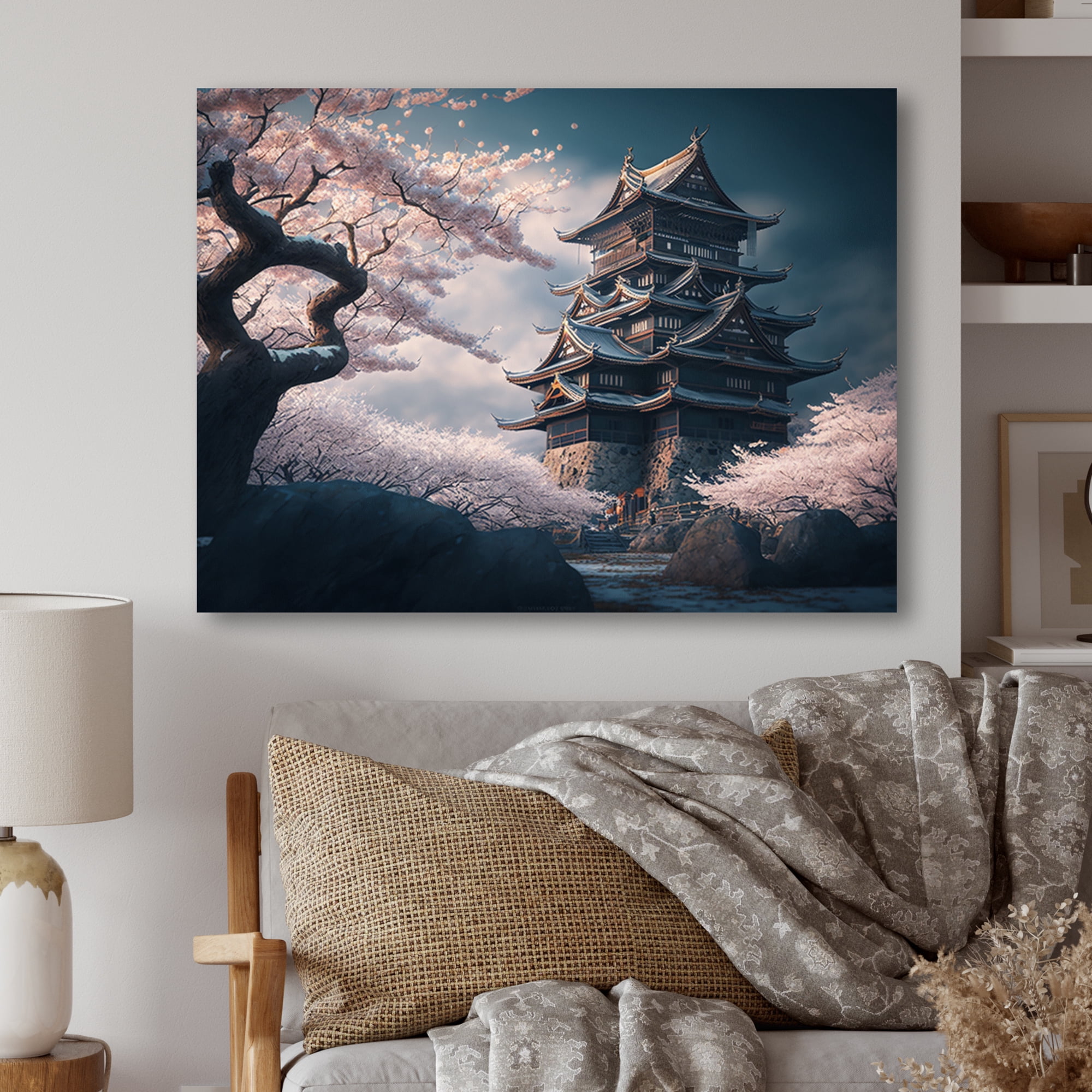 Designart Cherry Blossums In The City III Canvas Wall Art