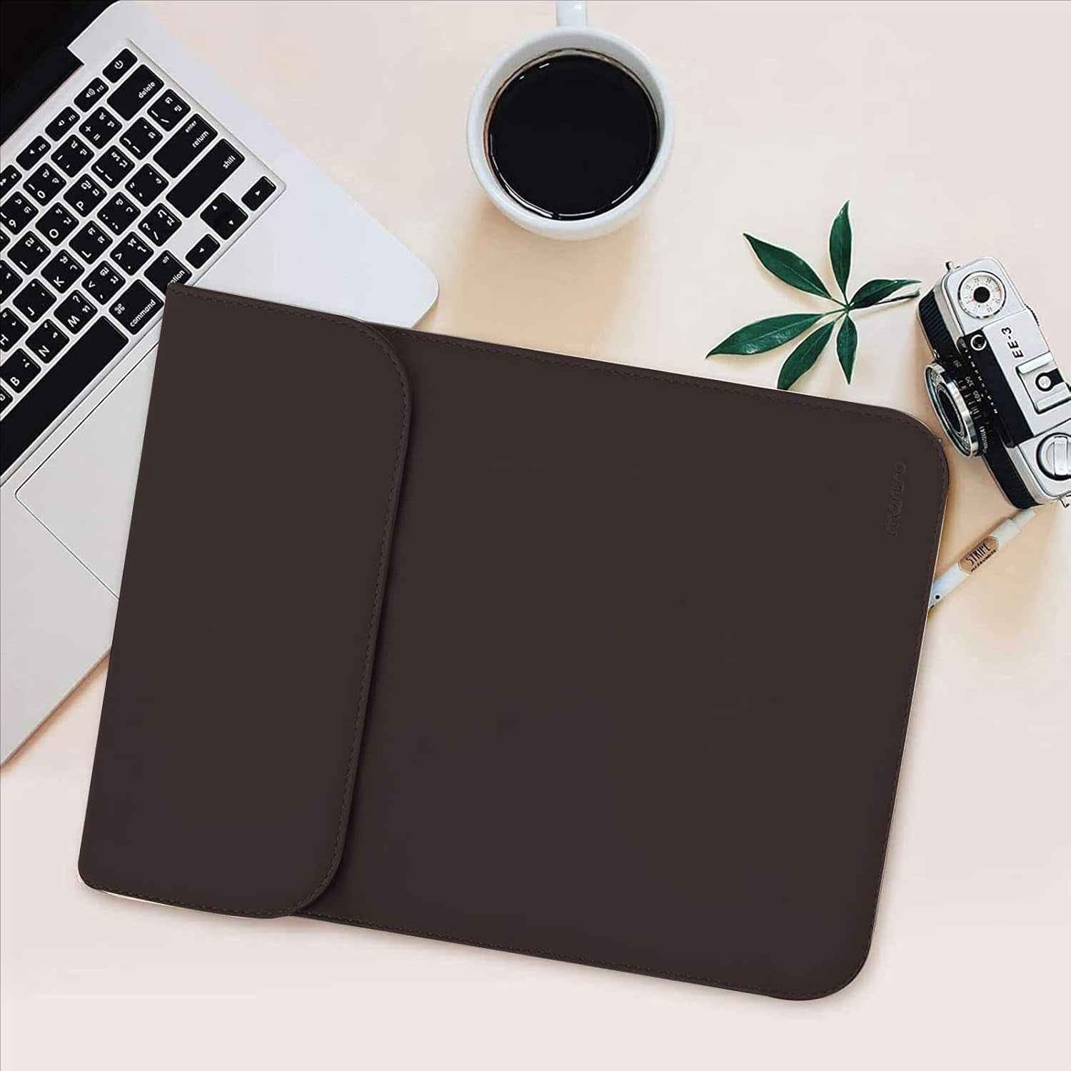 MOSISO 13" Leather Laptop Sleeve Compatible with MacBook/Air/Pro & iPad, Soft Shockproof Case with Accessory Bag