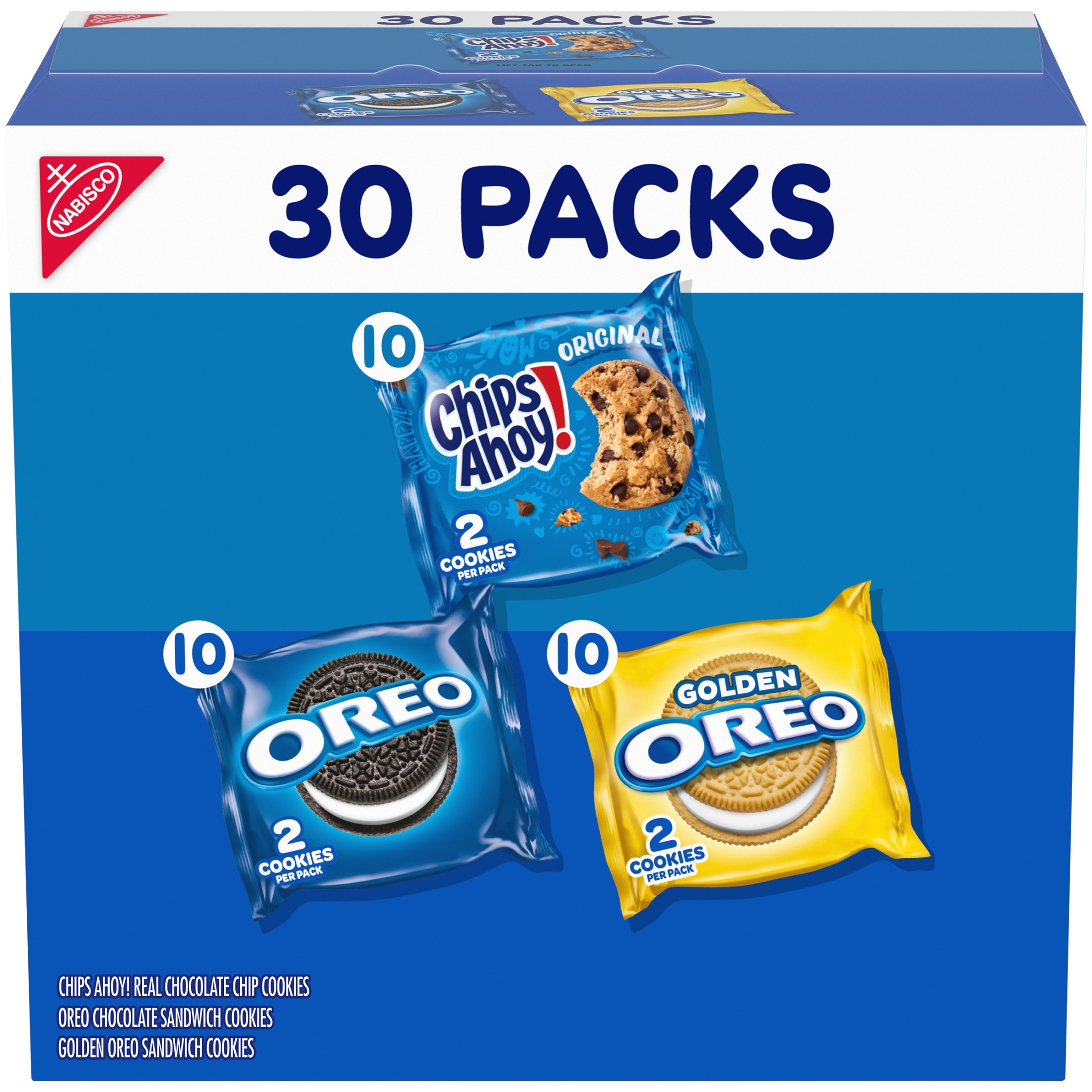 Nabisco Sweet Treats Cookie Variety Pack OREO, OREO Golden & CHIPS AHOY!, 30 Snack Packs