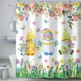thumbnail image 4 of Spring Floral Gnomes Shower Curtain, Flower Colorful Butterfly Tree Grassland Bath Curtains, Green Plants Cute Bathroom Decor Bathtub Sets Home with Hooks, 69X72IN, 4 of 5