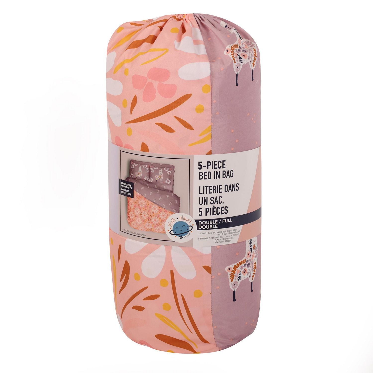 5-Piece Full/Double Bedding Set, Pink Daisy