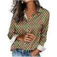 thumbnail image 2 of Wowcloth Women's Satin Blouse, Long Sleeve Button Front Shirt with Turn-Down Collar, Elegant Party Wear for Carnival and Daily Use, 2 of 5