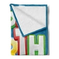 thumbnail image 2 of Birthday Party Soft Flannel Fleece Blanket, Rainbow Colored Happy Birthday Words Typography on Blue Color Backdrop Print, Cozy Plush for Indoor and Outdoor Use, 50" x 70", Multicolor, by Ambesonne, 2 of 5