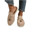 thumbnail image 4 of Xfvqtps Womens Backless Mule Loafers Flat Shoes Metal Accent Faux Suede Comfortable Slip on Casual Versatile Everyday Wear Khaki, 4 of 9