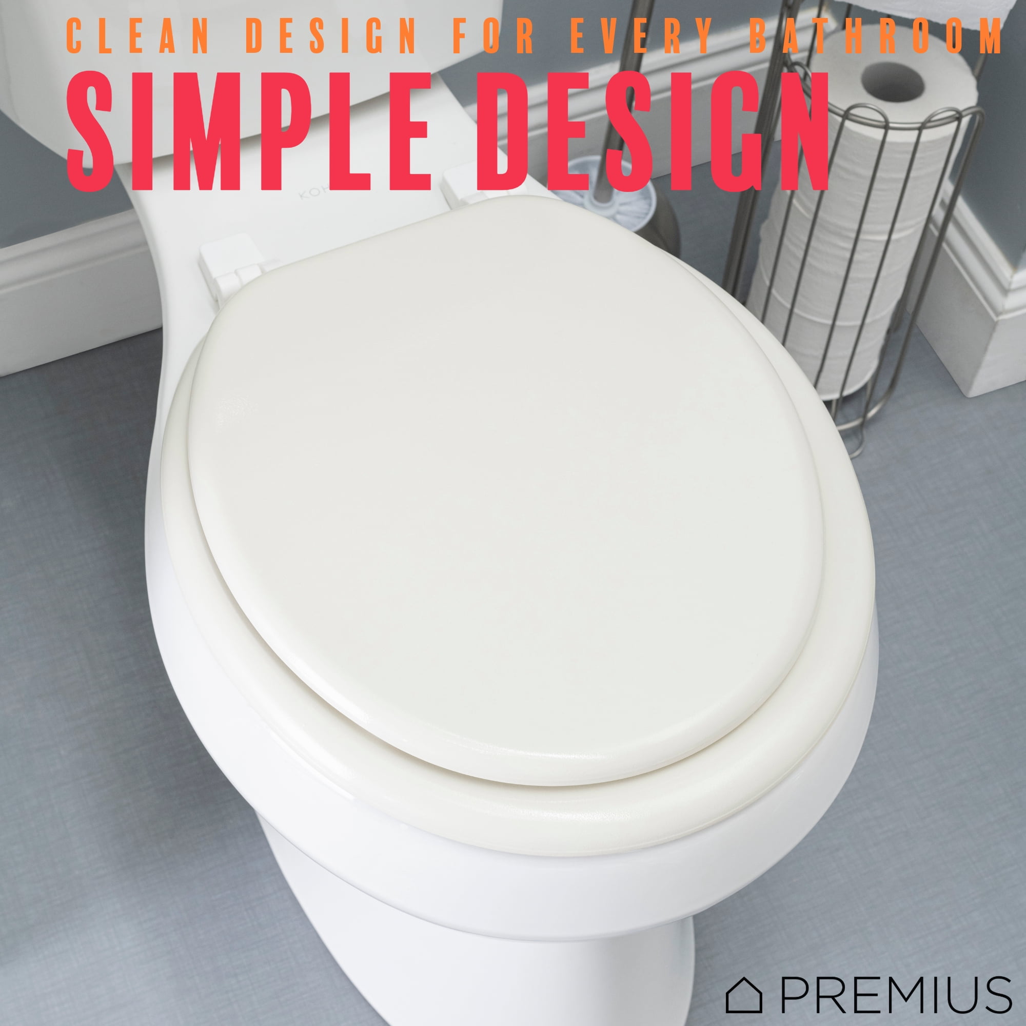 PREMIUS Wood Toilet Seat, Beige, Standard Round, 17 Inches