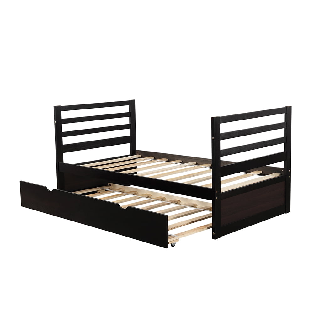 Lowestbest Solid Wood Bunk Bed Frame with Trundle for Kids and Teens, Twin Over Twin Size, Espresso Lowestbest Solid Wood Bunk Bed Frame with Trundle for Kids and Teens, Twin Over Twin Size, Espresso