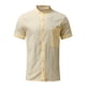 thumbnail image 3 of Camisas Vaqueras Para Hombre Manga Larga Camisas suaves de algodón y lino para hombre, camiseta ligera de manga corta con botones, camiseta informal de con cuello de banda liso para la (Beige, XL), 3 of 4