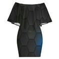 thumbnail image 6 of Abstract Honeycomb Women's Off The Shoulder Ruffles Summer Wedding Guest Loose Casual Party Beach Dress, 6 of 9