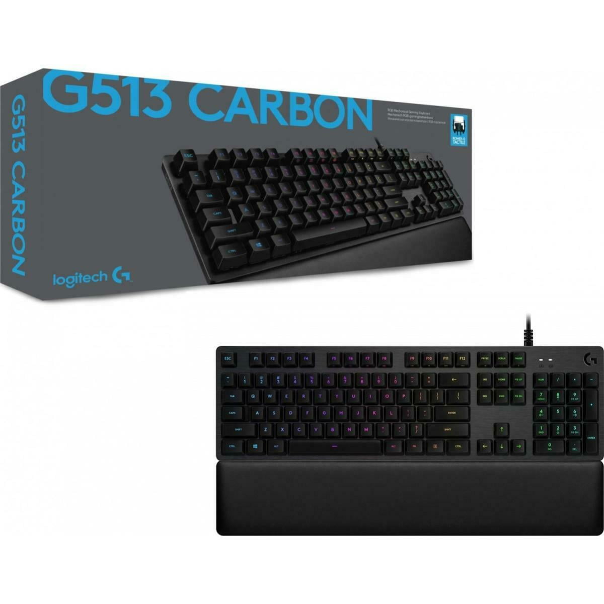 Logitech G513 RGB Backlit Mechanical Gaming Keyboard with Romer-G Tactile  Keyswitches (Carbon) (Used)