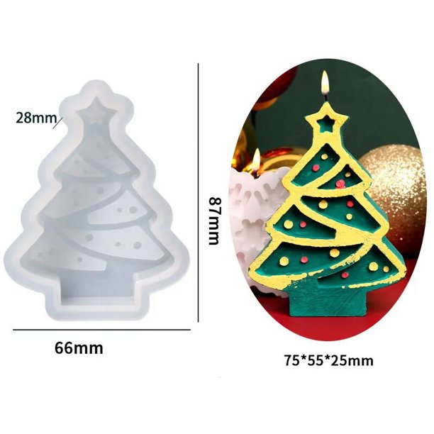Molde de vela de silicona con forma de copo de nieve, molde de cristal de resina de árbol de línea de estrella, Decoración de Pastel de Chocolate para Festival, regalos de navidad
