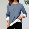 thumbnail image 2 of Aboser Women's Sherpa Fleece Lined Sweatshirts Trendy Love ECG Printed Shirts Thermal Casual Plush Homewear Cozy Soft Long Sleeve Undershirts, 2 of 4