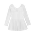 thumbnail image 3 of Alvivi Kids Girls Long Sleeve Ballet Dance Tutu Dress Ballroom Leotard Dancewear White 5-6, 3 of 5