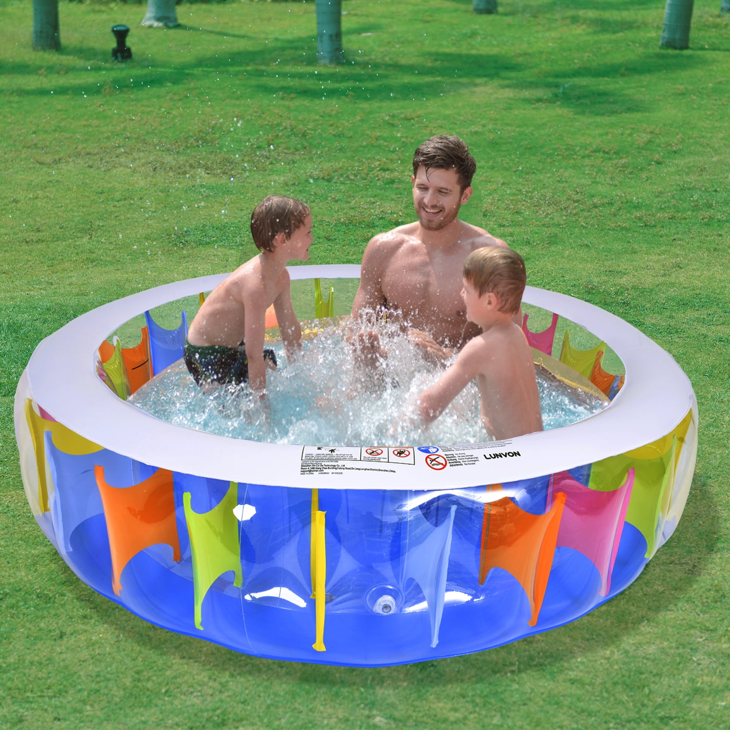 Summer Above Ground Pool with Inflatable Soft Floor for Ages 6 Outdoor Garden Backyard Summer Water Party Lunvon Paddling Pool Inflatable Swimming Pool for Family 