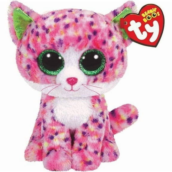 TY Beanie Boos - SOPHIE the Pink Cat (Glitter Eyes Regular Size 6" Plush) (BONUS 1 RANDOM TY ERASER)