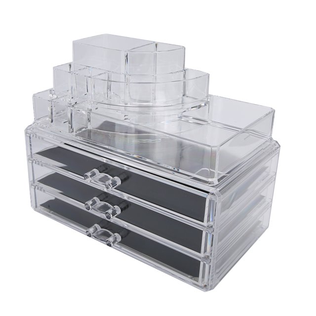Organizador De Maquillaje, Elegantes Cajones De Almacenamiento De Cosméticos De Gran Espacio De Almacenamiento De Tres Capas Para Tocador De Baño Para Una Fácil Visibilidad