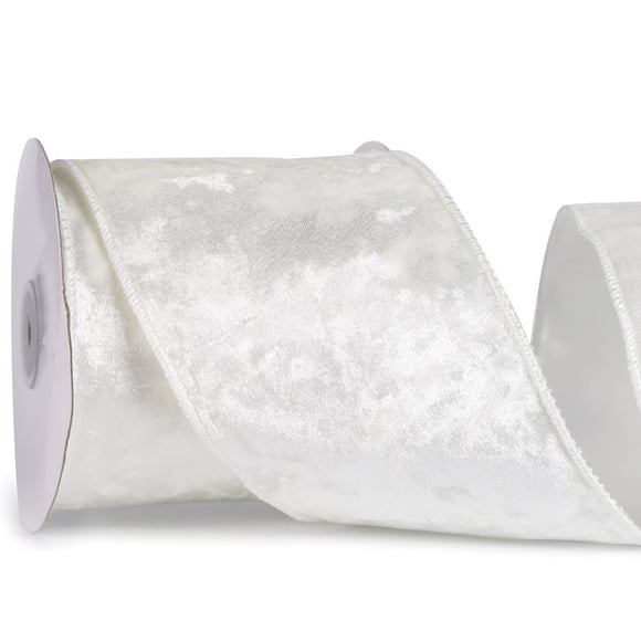 Cinta MAYREEL de terciopelo arrugado blanca para decoración navideña de 10 m