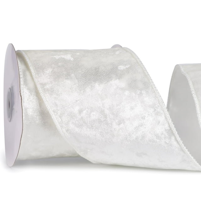 Cinta MAYREEL de terciopelo arrugado blanca para decoración navideña de 10 m
