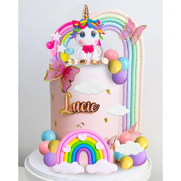 Magical Unicorn Cake Topper & Party Favors - Rainbow Birthday Decoration for Girl