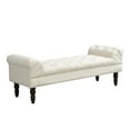 thumbnail image 3 of Christopher Knight Home 57.5" Button-Tufted End of Bed Bench, Large Upholstered Ottoman, Rolled Arms, Beige, 3 of 8
