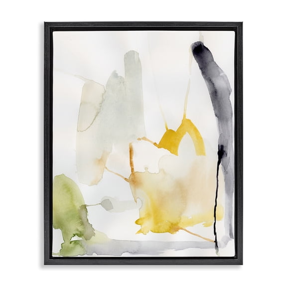Stupell Industries Contemporary Subtle Watercolor Splashes Black Floating Frame Canvas Art, 17 x 21, by June Erica Vess