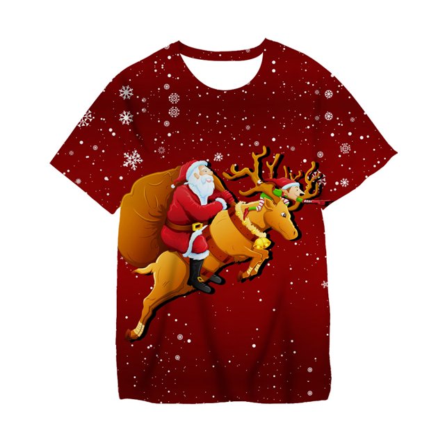 Disney-Camiseta con estampado 3D de Navidad para niños y niñas, ropa creativa con cuello redondo, Harajuku, tiempo libre