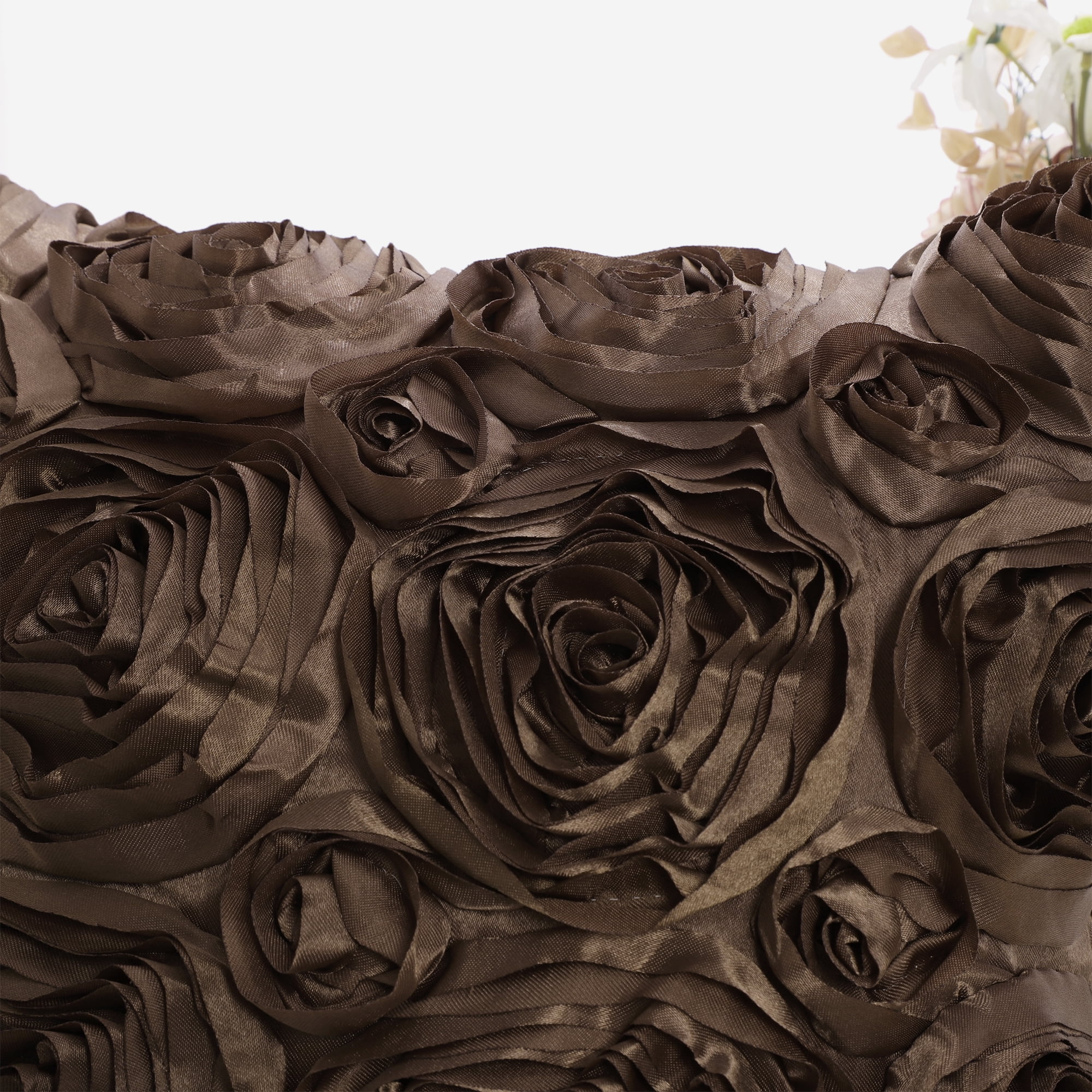 PiccoCasa Decorative Throw Pillow Covers 3D Satin Rose Flower Shells Cushion Covers, 2Pcs, 16"x16" Coffee Color