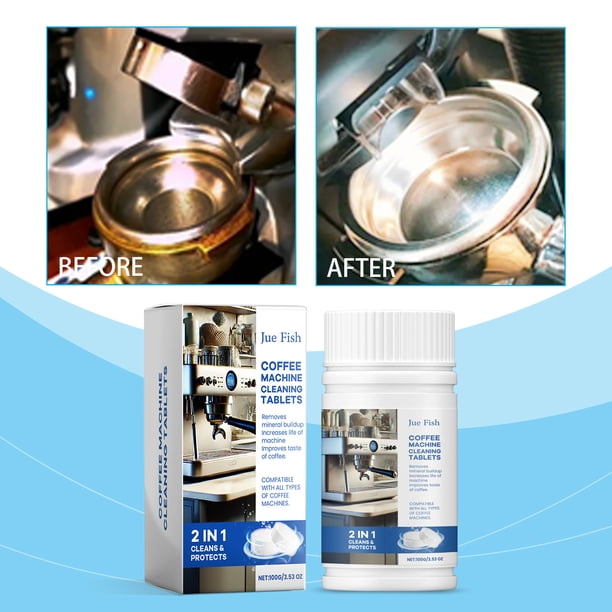 Xihbxyly Pastillas Limpiadoras de Café, Limpieza Profunda, Disolución Rápida, Eliminación de Olores, Aptas para Diversas Cafeteras, Prolongan La Vida Útil Del Equipo, Paquete de 100 G