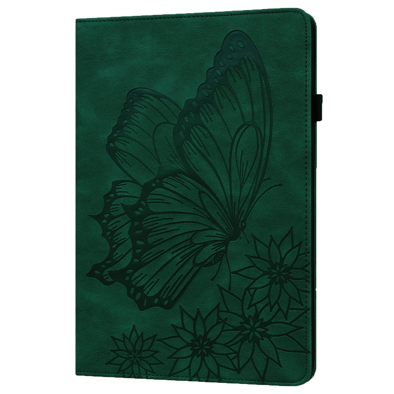 TECH CIRCLE iPad Case for iPad 10th Generation 2022, Slim Folio Stand Butterfly Embossed PU Leather Magnetic Wallet Cover with Pencil Holder & Elastic Strap for iPad 10th Generation 10.9" 2022,Green