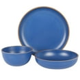thumbnail image 4 of Gibson Home Rockabye 12 Piece Double Bowl Melamine Dinnerware Set, Matte Blue, 4 of 6