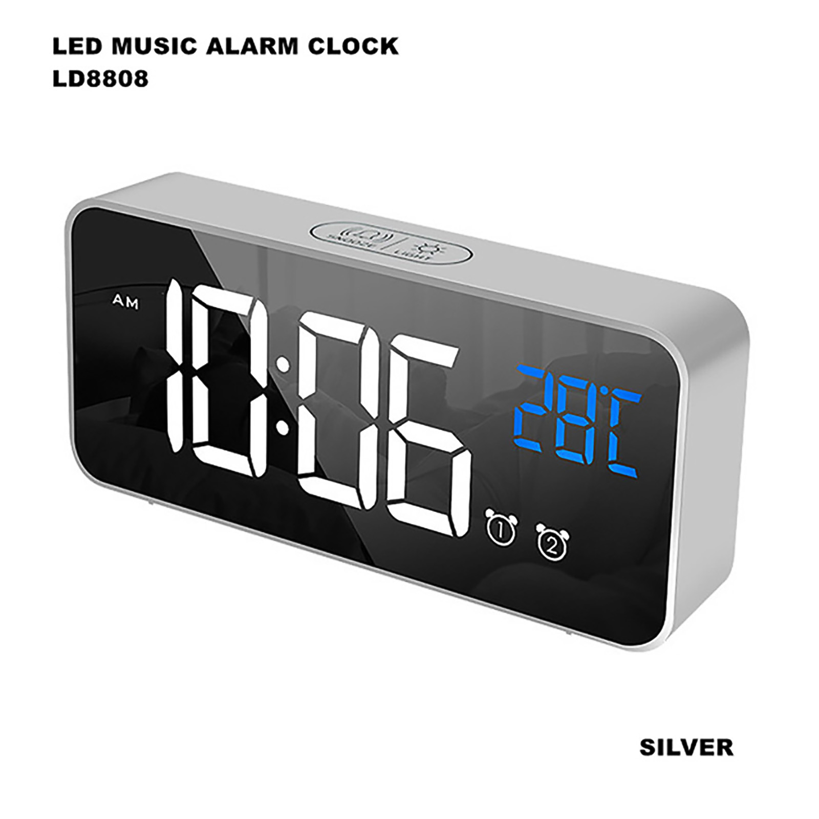 Onever LED Mirror Alarm Clock SoundActivated Clock Rechargeable