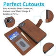 thumbnail image 2 of for iPhone 16e Case Detachable Magnetic Wallet Case with Card Holder, 2 in 1 PU Leather Flip Folio Case with Kickstand Wrist Strap Shockproof Protective Phone Case Cover for iPhone 16e, Brown, 2 of 7