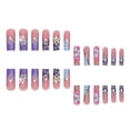 thumbnail image 2 of Uñas postizas largas con punta francesa, cuadradas azules, con diseño de mariposa 3D dorada, juego de 24 piezas., 2 of 5