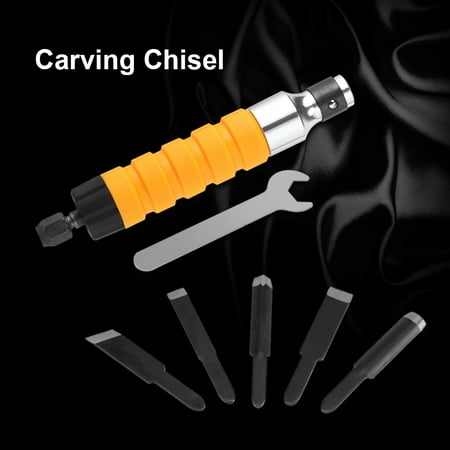 1 Wood Chisel Electric Woodworking Carving Chisel with 5 Blades and 1 Wrench, Engraving Knife Tool ,Woodworking Chisel, Electric Chisel ()
