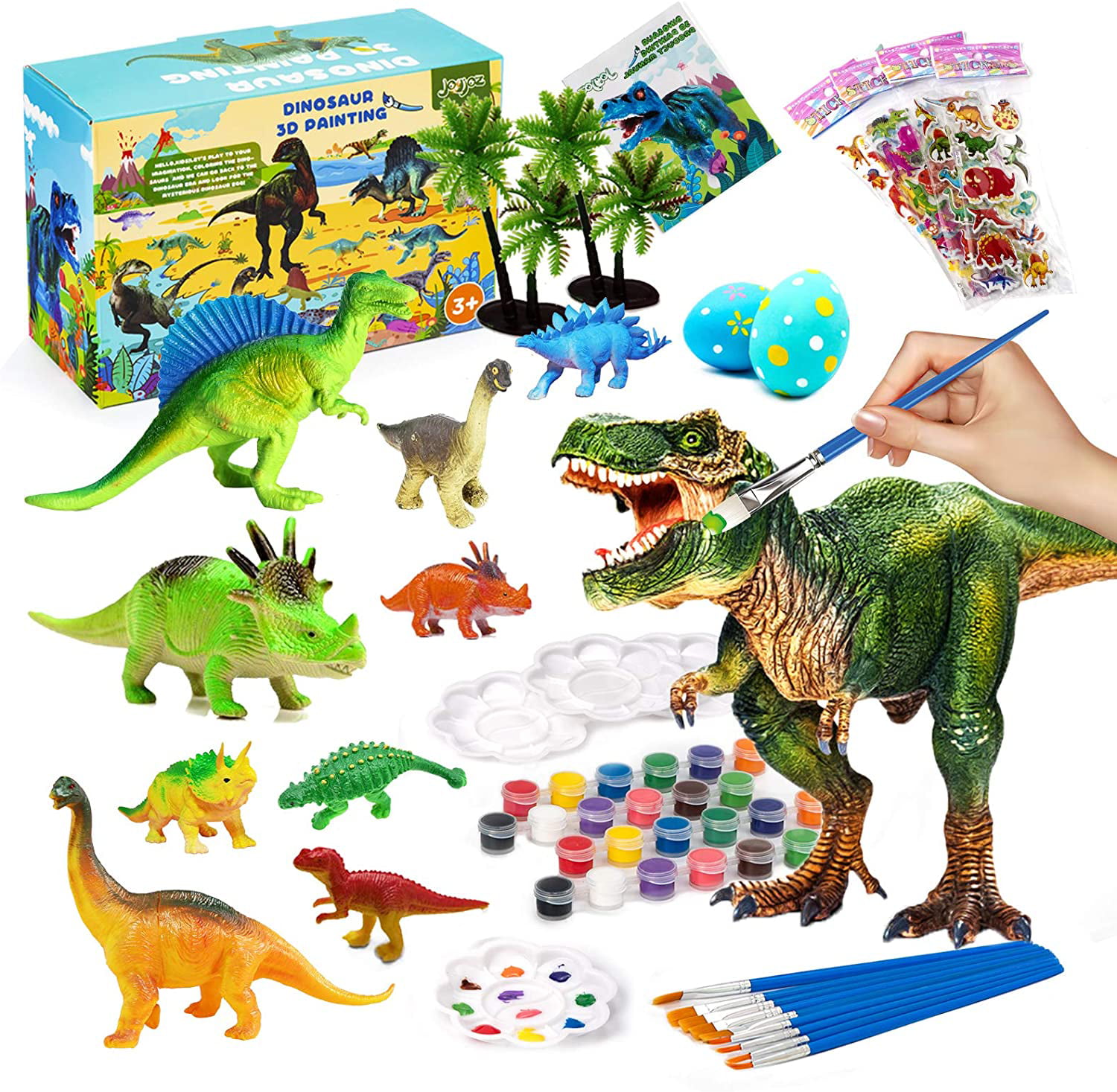 Art Supplies for Kids Paint Your Own Dinosaur Creativity DIY 3D Painting Dinosaurs Toys Arts and Crafts for Boys Girls Age 3,4,5,6,7,8 Years Old Big Size Dinosaur Painting Kit for Kids Crafts
