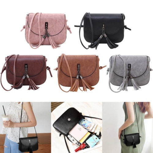 Fashion Women Vintage Handbag Small Mini Flap Messenger Tassel Shoulder Bag 