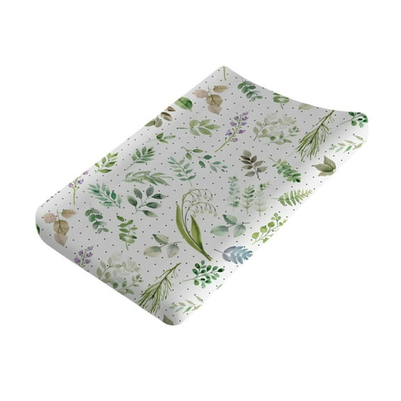 Boho Eucalyptus Leaves Floral Greenery Changing Pad Covers Wild Plants Diaper Change Table Sheets for Boy Girl Soft Stretch Baby Changing Table Mats 32''x16''