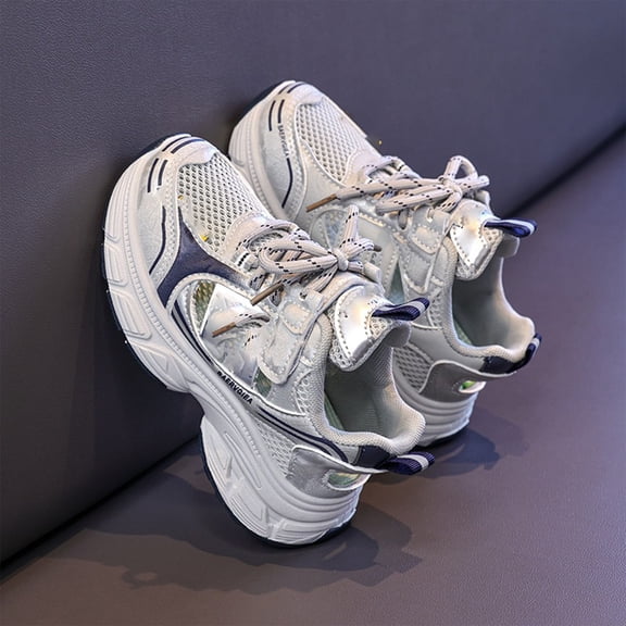 Kids Sneakers, Kids Sneakers for Boys Girls Running Tennis Shoes Non-Slip Mesh Sports Shoes Tennis Walking Casual Fashion Lightweight Breathable Athletic Little Big Kid, Gray US-10C/EU-26